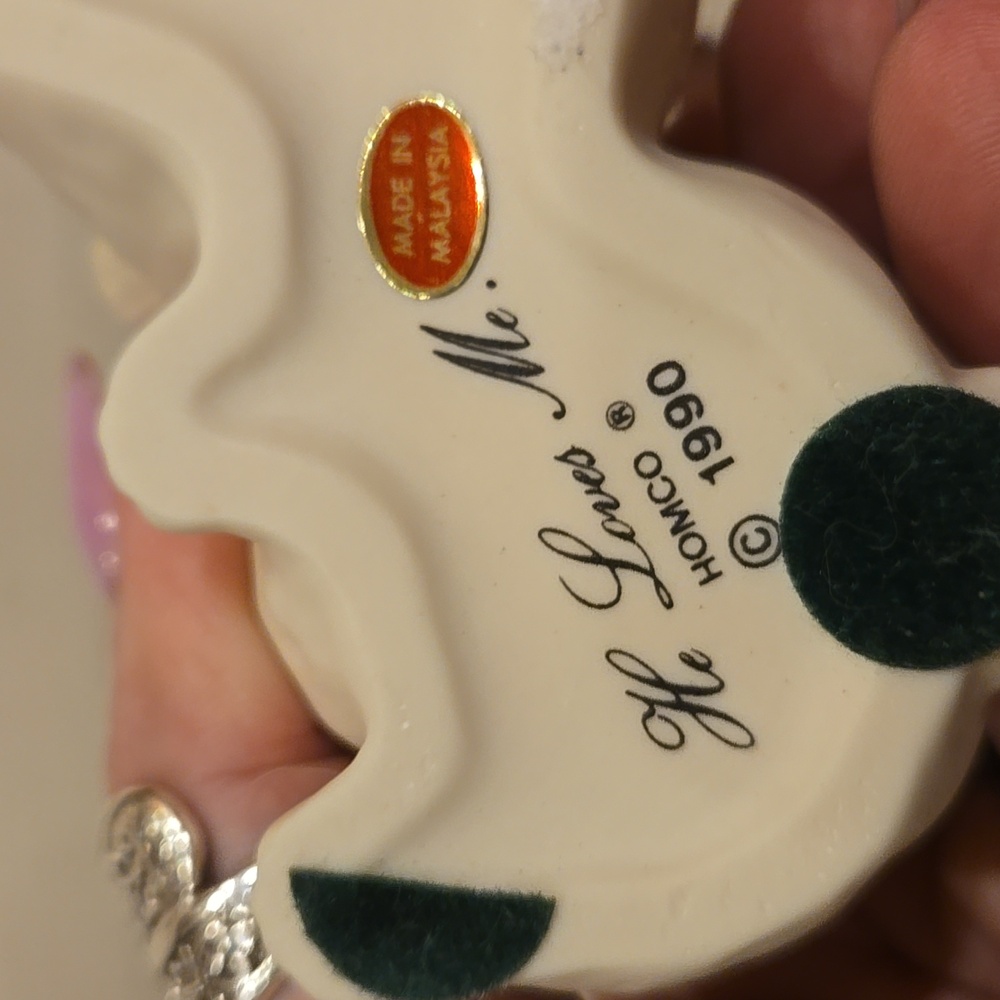 Homco Vintage 1990 "He Loves Me" Ceramic Cream Hugging Cuddle Bunnies - Picture 2 of 8